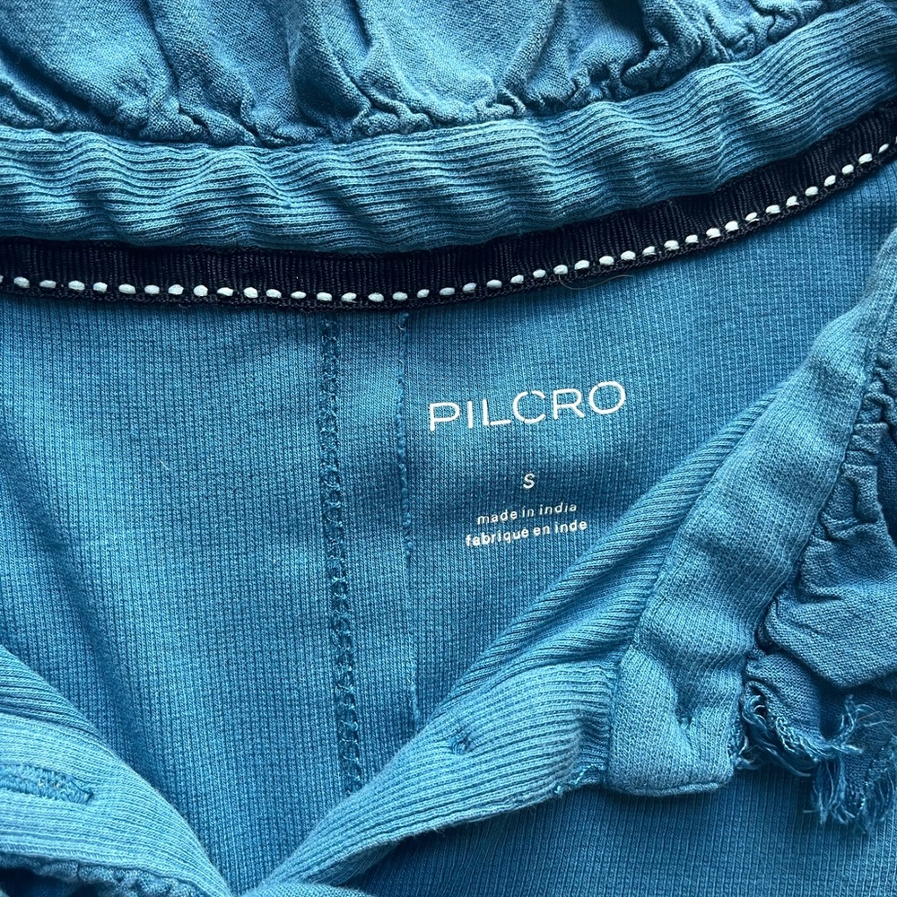 Pilcro Blue Ruffled Buttoned Blouse - Picture 3 of 4
